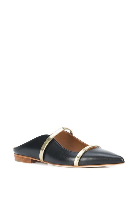 Black and gold Maureen flat mules - women MALONE SOULIERS | MAUREENFLAT29BLKGLD